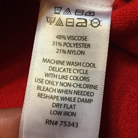 Tahari Red Zip Back 3/4 Sleeve Career Sweater Top Thick Modern Size Small S - Picture 9 of 12